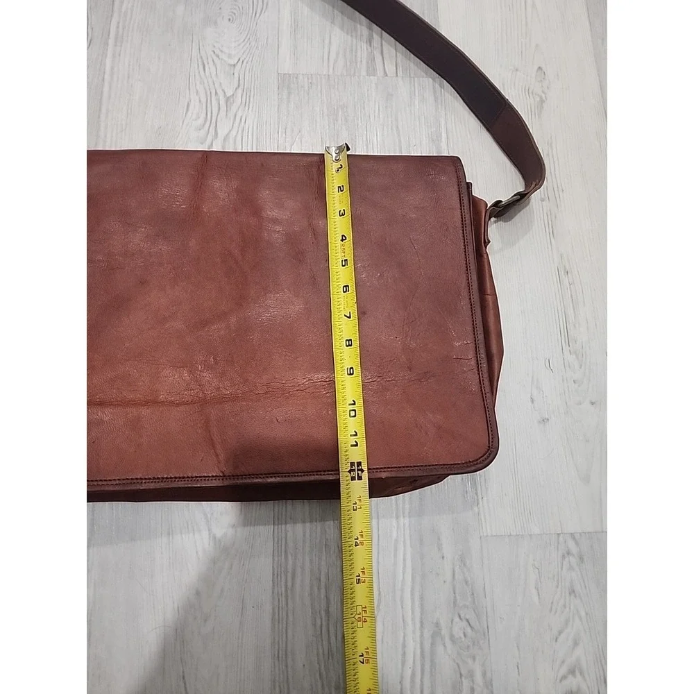 Cognac Brown Leather Portfolio/Laptop Bag Hand Made High Quality‎ With Strap